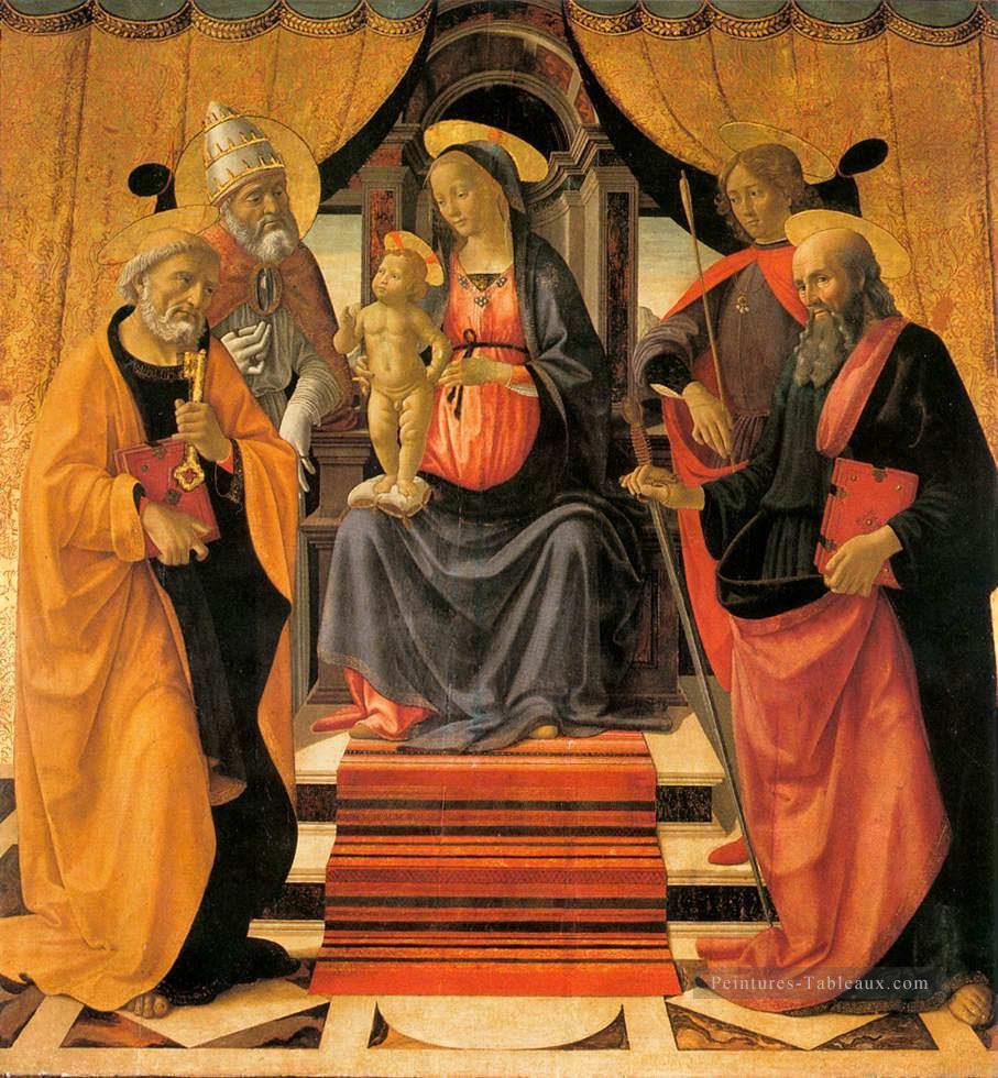 Vierge à l’Enfant Enthroné Aux Saints Renaissance Florence Domenico Ghirlandaio Peintures à l'huile